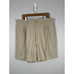 Masters Collection Golf Shorts Khaki Rayon Blend Embroidered Logo Men’s Size 38